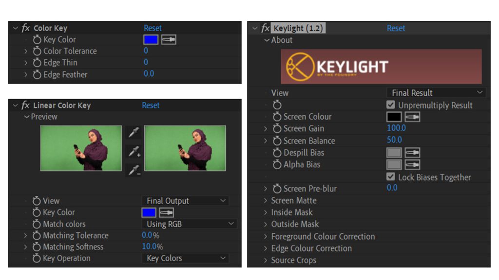 آموزش استفاده از افکت keylight برای حذف پرده سبز در افترافکت